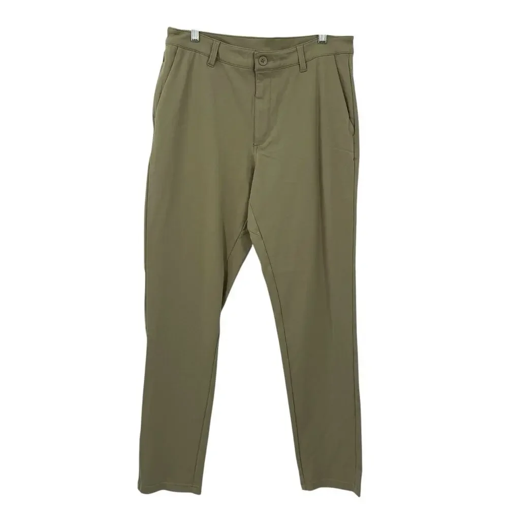 INTO THE AM Mens Pants 36X33 Tapered Slim Fit All day Stretch Taupe Lightweight